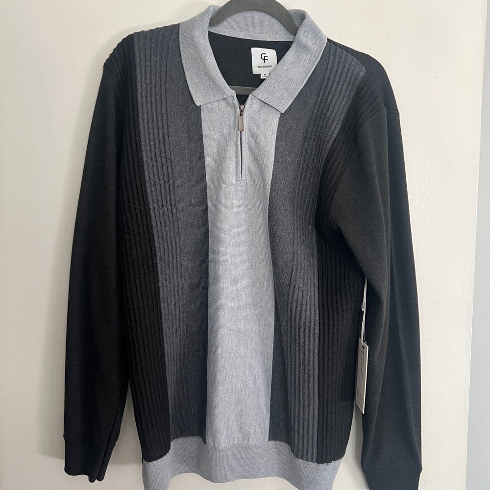 Men's Black and Gray Sweater